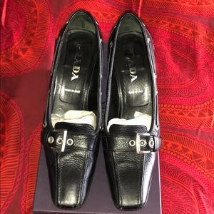 Prada buckled square toe with kitten heels